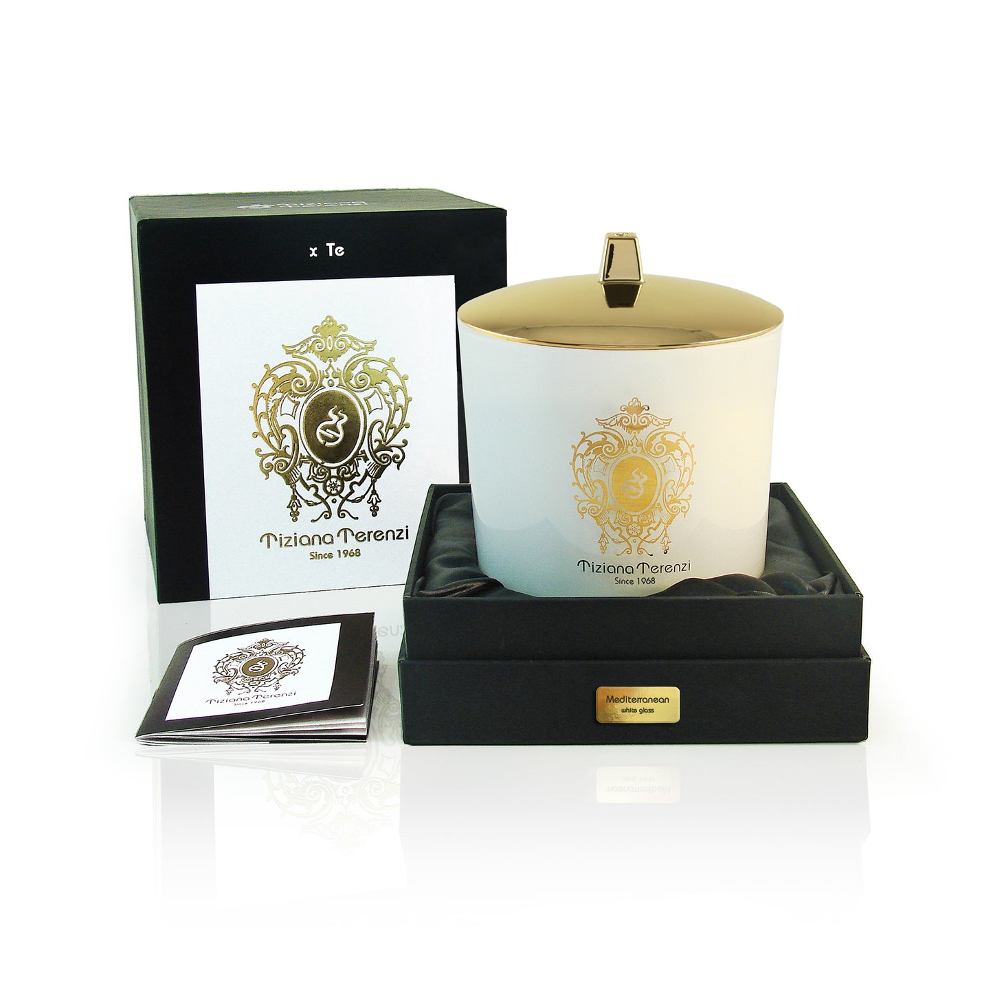 Mediterranean Candle, white glass, 2 wood wicks - 500g