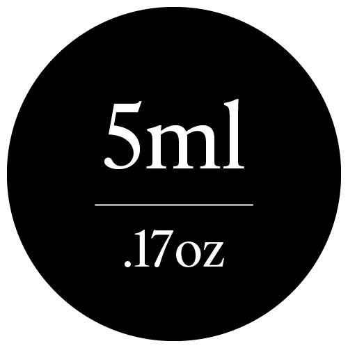 Black circle with '5ml' and '.17oz' text in white