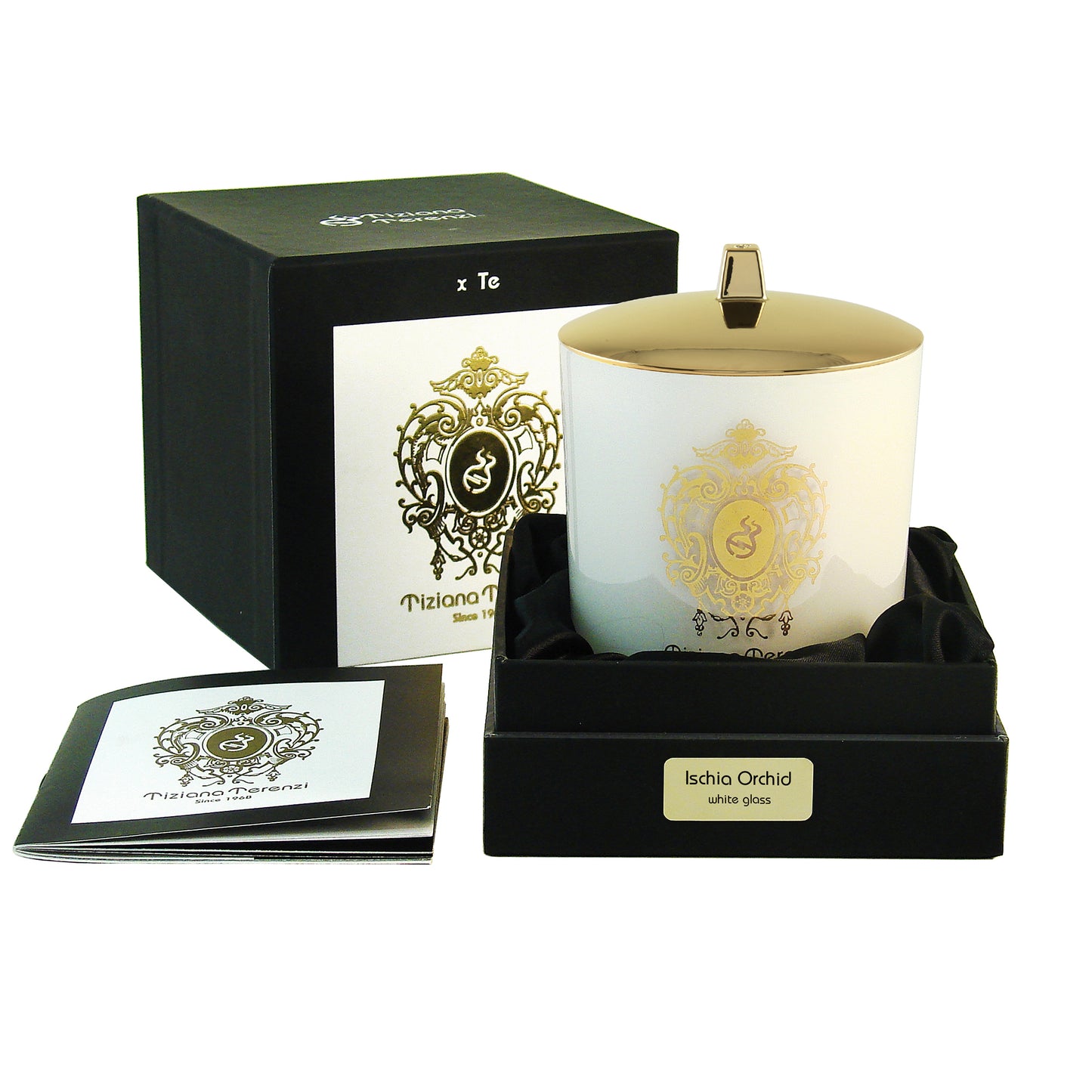Ischia Orchid Candle, white glass, 1 wood wick - 6 oz.