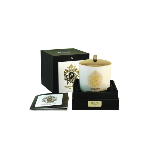 White Fire Candle, white glass, 2 wood wicks - 500g